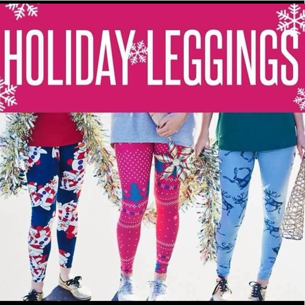 LuLaRoe TC2 Adult Holiday Leggings Aztec Santa - Picture 7 of 8